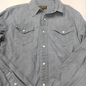 True‎ Religion denim snap shirt.